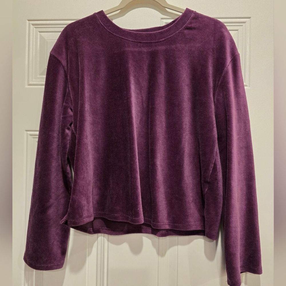 Vince Camuto Purple Velvet Long Sleeve Top, Size S